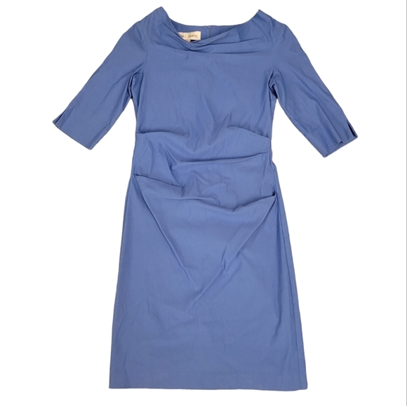 Sara Campbell Fay Magic Sheath Dress Women's Size 10 Periwinkle Blue Ruched - Picture 1 of 11